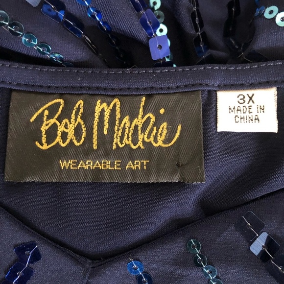 Bob Mackie Wearable Art Blue Sequined Beaded Blouse 3X - Picture 11 of 11